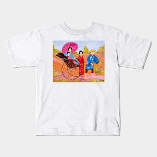 Japanese Rickshaw With Passengers Kids T-Shirt